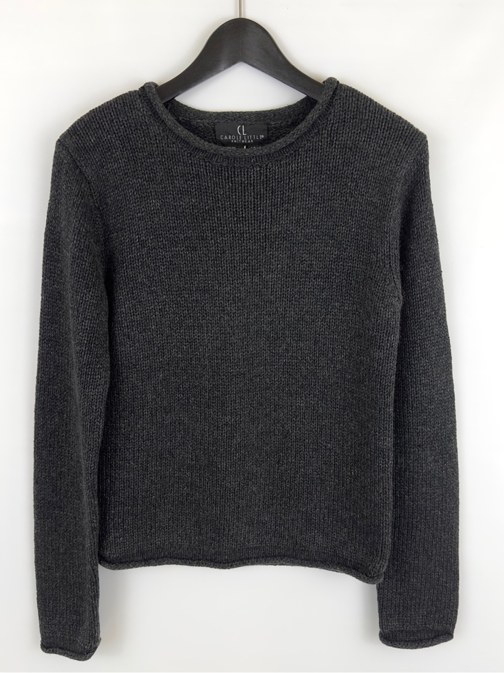 Carole Little Vintage Silk Angora Cashmere Roll Neck Sweater Gray Size M
